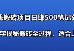 [项目能赚多赚钱嘛]游戏搬砖搞钱项目：日入580+全程实操作笔记分享，小白也能做