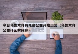 今日乌鲁木齐有几条公交开始运营（乌鲁木齐公交什么时候停）