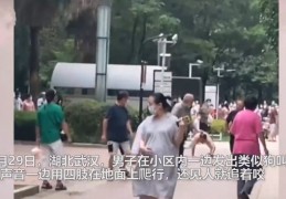 男子在小区内半裸爬行学狗叫并咬伤两人，警方：疑是精神病人！